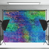 Lofaris Blue Graffiti Brick Wall Photogrpahy Backdrop